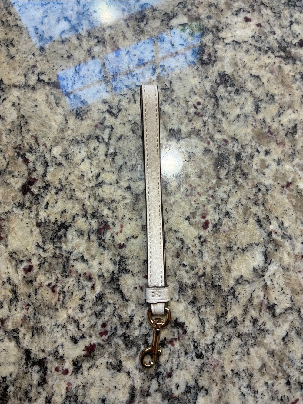 Coach Leather Wristlet Strap in Light Beige with Gold Hardware